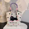 Bolso de Mano Tejido de Punto de Nuevo Estilo Transfronterizo con Diseño de Flor Hueca, Bolso de Regalo Tejido Simple y Versátil de Gran Capacidad