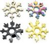 Llave de copo de nieve multifuncional, llave de tubo EDC, llave hexagonal octagonal de acero, llave pequeña, herramienta universal portátil, tarjeta