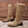 Botas altas de tacón grueso estilo retro francés vaquero occidental, caña alta, botas de montar, nuevas para Otoño 2026, botas holgadas versátiles de caña alta