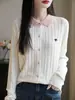 Suéter Cardigan Falso de Dos Piezas para Mujer 2026, Cuello Solapa, Bloques de Color, Bordado, Suéter de Punto Trenzado, Tejido de Punto Holgado, Chaqueta, Top de Moda
