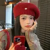 Chapéu Feminino Estilo Coreano Boina de Tricô Grossa de Inverno Chapéu Quente Fashion Outono Inverno para Mulheres Circunferência da Cabeça Grande Chapéu de Lã