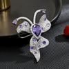 Broche de borboleta de ametista de alta qualidade para indústria pesada, design feminino de nicho, pin de corsage de luxo de alta qualidade, personalidade