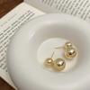 Aretes de Bolas Metálicas con Forma de Calabaza de Dongdaemun de Corea del Sur para Mujer, Lujo Accesible, Diseño Nicho de Alta Gama, Cobre Chapado en Oro Real