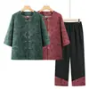 Roupa de Verão da Vovó, Camisa Estilo Chinês Tradicional, Modelo Novo Estiloso para Meia-Idade e Idosos, Nova Blusa Estilo Chinês, Conjunto de Verão da Mamãe, Roupas da Sogra