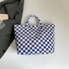 Bolso de Mano Popular Transfronterizo 2026 Nuevo Modelo Transparente Simple de Gran Capacidad Bolso de Mano Retro Cuadros Bolso para Mujer