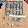 Paquete de material de diamante grande para manicura, flash plano, forma especial, mini lazo de bola de acero de alta calidad, joyería para uñas mixta