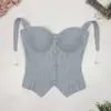 Patrón espiga retro, sofisticado y elegante, top ajustado con cintura ceñida y efecto push-up, una prenda exterior de moda, corsé de espiga estilo francés