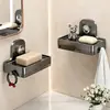 Jabonera con ventosa, no requiere taladro, fuerte adhesión, soporte para jabón para el fregadero, escurridor y estante de almacenamiento de jabón