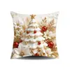Nova Fronha de Travesseiro com Padrão de Rena e Cena de Neve de Natal para Sala de Estar, Sofá e Mesa de Centro, Almofada Decorativa com Atmosfera Festiva (Sem Enchimento Incluído)