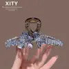 Nuevo Clip de Tiburón de Lujo Ligero Resistente con Flor de Cristal Rosa Incrustada con Diamantes para el Cabello de la Parte Trasera de la Cabeza para Mujer