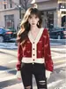 Suéter de Punto con Cuello de Color Dulce Contrastante Transfronterizo para Mujer, Nuevo Estilo de Primavera, Suéter de Temperamento Suave Francés, Top de Moda que Reduce la Edad