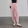 Pantalones de Guadaña de Nueve Puntos para Mujer, Pantalones Casuales, Nuevo Estilo Verano 2026, Pantalones de Pierna Ancha Estrecha, Pantalones de Mujer de Cintura Alta, Rosa