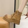 Outono 2024 Novas Botas Martin de Couro com Solado Grosso Moda Versátil Estilo Britânico Botas Rúbarbo Botas de Ferramenta para Exterior