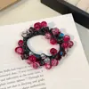 Elástico de Cabelo Exquisito com Contas de Cristal de Luxo Leve de Nicho para Mulheres, Acessório de Cabelo Versátil e Elegante com um Toque de Alto Padrão, Adequado para Rabos de Cavalo