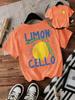 Camiseta holgada informal de manga corta con cuello redondo y estampado de limón para mujer, comercio electrónico transfronterizo de Amazon, Europa y América.