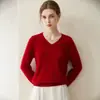 Suéter 100% caxemira para mulheres, gola V, corte solto, blusa base modeladora, novo modelo outono e inverno 2026, suéter quente de pronto a vestir premium