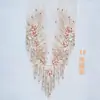 Parche de Tela Bordado Flor de Cola de Fénix con Perlas de Diamante Caliente de Malla Decoración para el Pecho de Vestido de Novia Accesorios Hechos a Mano diy JX586