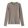 Camiseta Interior de Punto de Seda de Morera y Lana para Mujer Otoño Invierno Cuello Redondo Corte Ajustado Suéter de Lujo Ligero Manga Larga Suave Top Versátil