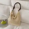 Bolsa Grande Capacidade de Verão para Mulheres 2026 Novo Estilo Estilo Preguiçoso Bolsa de Ombro Trançada Bolsa Tote Balde para Férias e Trabalho