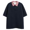 Camiseta de manga corta a cuadros estilo miu de Gao Zhigan para commuting, estilo old money, polo, camiseta casual de verano para hombre y mujer