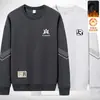 Sudadera con forro de polar para hombre, estilo otoño e invierno, cuello redondo, manga larga, corte holgado, top casual versátil, sin capucha