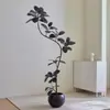 Árbol de Goma Black Diamond Planta Verde Artificial Decoración de Sala de Estar de Lujo de Gama Alta Planta Falsa Biónica Grande de Pie Estilo Wabi-Sabi