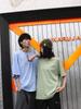 Camiseta Oversized de Manga Curta com Gola Redonda e Estampa para Casais, Tecido Ice Silk (Seda de Gelo), Estilo Coreano, Solta e Moderna, Algodão Ice Porcelain, Transfronteiriça