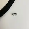 Anillo de plata de doble cadena estilo coreano para mujer, textura vintage estilo ins, diseño de nicho, anillo abierto para el dedo índice