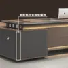 Escritorio ejecutivo de lujo ligero, diseño minimalista y moderno, que irradia una sensación de alta gama, adecuado para gerentes y CEOs, escritorio pequeño para una persona con un mueble lateral