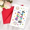 Novo Cartão de Cumprimentos de Feliz Aniversário de Tamanho Grande com Conjunto de Envelopes Cartão de Aniversário Dobrável Colorido com Desenho Animado para Mensagem