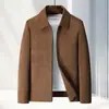 Jaqueta masculina 2026 outono/inverno, estilo workwear com lapela, fleece de vison dourado, para homens jovens e de meia-idade, business casual, casaco grosso para o dia a dia