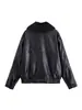 Para Exportación Transfronteriza Spot 2025 Otoño e Invierno Nuevo Estilo Americano Retro Ropa de Trabajo Chaqueta de Cuero para Mujer con Cuello de Piel