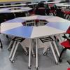 Mesa Hexagonal Octogonal em Forma de Nove Cores Mesa Inteligente para Sala de Aula Mesa de Treinamento Mesa Poligonal Mesa de Conferência para Instituição de Treinamento