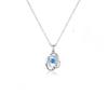 Collar Corazón del Océano para Mujer Chapado en Plata de Ley 925 Colgante de Oro de 18 Quilates Incrustado con Circonita Azul Cadena para Clavícula Regalo de Cumpleaños para Novia Joyería