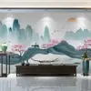 Sala de estar dormitorio película y televisión papel tapiz mural tela de pared abstracto paisaje a mano alzada Nuevo chino pared de fondo de TV papel tapiz