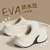 Zapatillas de algodón con patrón de ondas impermeables de eva para mujer, invierno, hogar, interior, antideslizantes, cálidas para hombre, exteriores, punta cerrada, zapatillas de algodón para hombre