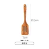 Set de Cuchara Espátula para Cocinar de Madera de Acacia Múltiples Especificaciones Espátula de Mango Largo para el Hogar Sartén Antiadherente Cuchara Grande para Sopa Utensilios de Cocina de Teca