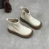 Nuevas Botas de Tobillo Vintage Hechas a Mano de Cuero Genuino Otoño/Invierno, Cómodas para Pies Descalzos, Versátiles con Cremallera Lateral, Botas Chelsea de Piel de Oveja para Mujer