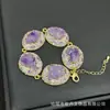Pulsera Nueva de Amatista Natural en Piedra Cruda con Diseño Completo de Incrustaciones de Diamante, Joyería Elegante, Suministro Transfronterizo Europeo y Americano, Venta al por Mayor de Joyería