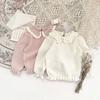Cutemily Primavera y Otoño ins Suéter Hueco de Cuello Alto y Solapa para Bebé Niña Jacquard para Bebé Manga Larga Delgado