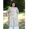 Verano Nuevo Diseño Femenino Lino Ropa de Mujer Retro Nuevo Estilo Chino Estilo Étnico Vestido Camisa de Longitud Media Vestido de Moda