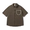 Beijie Camisa masculina estilo americano, nova marca de moda verão 2025, com bolso costurado, manga curta, camisa masculina solta de meia manga