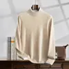 Suéter de Cachemira para Hombre de Cuello Alto Medio Tejido Suéter Casual de Negocios de Manga Larga Camiseta Interior con Top Básico de Talla Grande