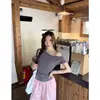 Dropshipping Camiseta de Verão Estilo Coreano Manga Curta Ombro a Ombro para Mulheres, Slim Fit, Elegante, Marcação na Cintura, Emagrecimento, Top Base Ombro a Ombro