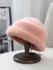 Chapéu Bucket de Pelúcia com Mistura de Pelo de Coelho para Mulheres, Moda de Inverno, Chapéu de Pescador Afina Rosto, Fedora Pequeno Quente e Estiloso
