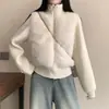 Abrigo de Algodón con Parches de Punto y Piel Sintética de Visón Invierno 2026, Moda, Versátil, Elegante, Sencillo, Cálido para Mujer