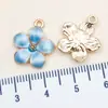 Mezcla 40 14x 16 mm gota aceite flor de cerezo margarita de cinco pétalos colgante diy aleación llavero colgante accesorios