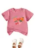 Amazon eBay tienda independiente ropa infantil cómoda y versátil con diseños de frutas como melocotón, sandía, naranja, cereza y fresa, cuello redondo manga corta