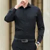 Camisa branca de outono masculina de manga comprida slim jovem coreano cor sólida casual masculina trabalho profissional formal