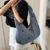 Bolsa de grande capacidade para comércio exterior feminina, nova primavera e verão 2025, casual, estilo coreano, estilo universitário, bolsa transversal de ombro